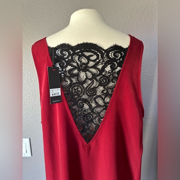 BB Dakota Maroon Casual Sleeveless Slip Dress Plus Size Lace Front/Back 1X NWT - Picture 2 of 13